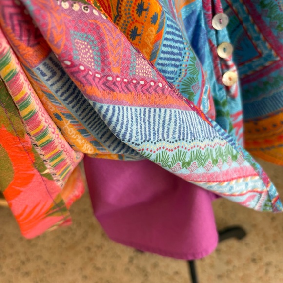 FARM RIO Colorful Scarf Print Swing Shirt Dress! NWOT! 3/4 Sleeve! COTTON. Large - Picture 5 of 14